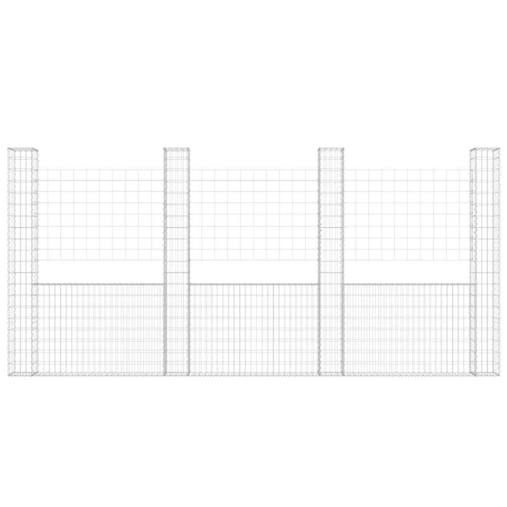 Vidaxl Schanskorf U-förmig mit 4 Pfosten 380x20x200 cm Eisen