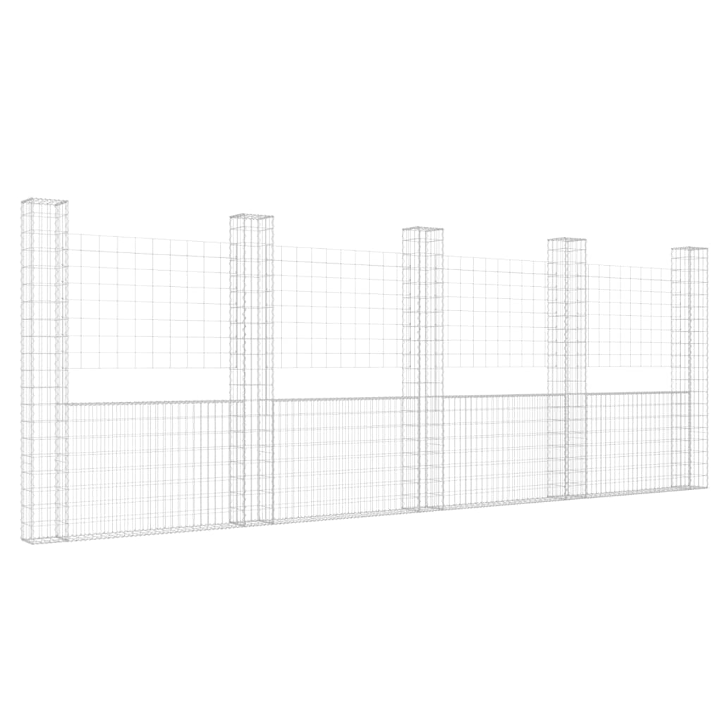 Vidaxl Schanskorf U-förmig mit 5 Pfosten 500x20x200 cm Eisen