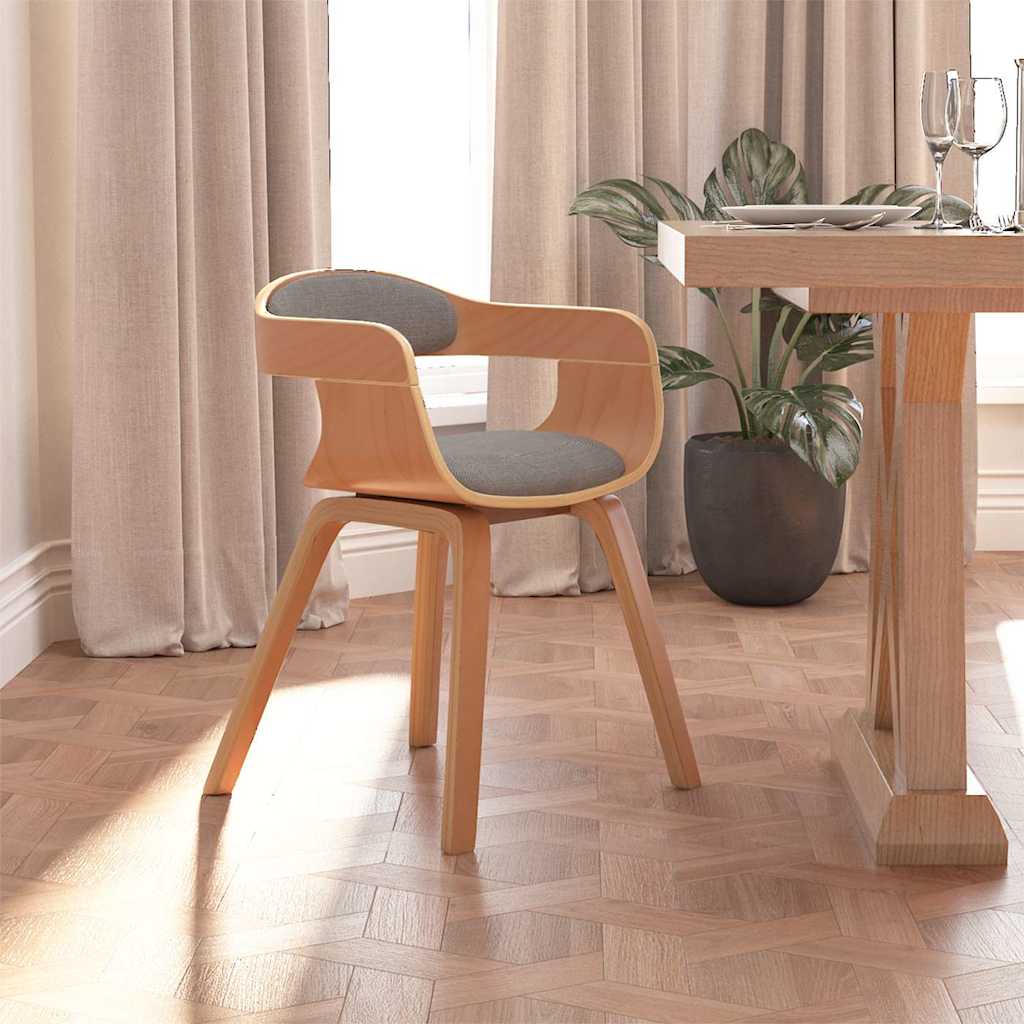 Vidaxl eetkamerstoel gebogen hout en stof taupe