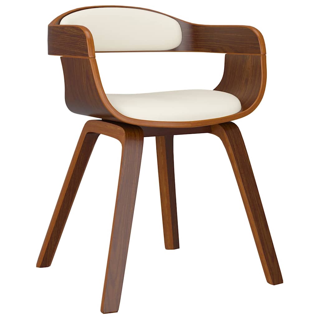 Vidaxl eetkamerstoelen 2 st gebogen hout en kunstleer crèmekleurig