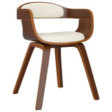Vidaxl eetkamerstoelen 4 st gebogen hout en kunstleer crèmekleurig