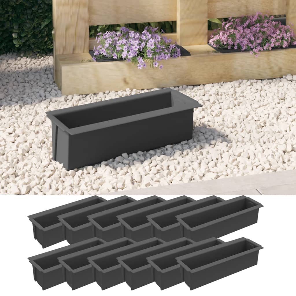 VidaXL flower boxes for euro pallets 12 st 36x13.5x9.5 cm pp gray