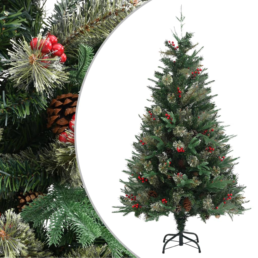 Vidaxl Christmas Tree avec des cônes de pin 150 cm en PVC et Green PE