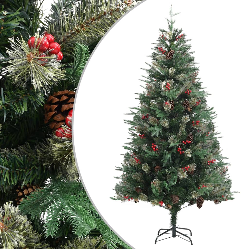 Vidaxl Christmas Tree avec des cônes de pin 195 cm en PVC et Green PE