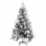 Vidaxl Weihnachtsbaum mit Kiefernkegeln und Schnee 195 cm PVC und PE