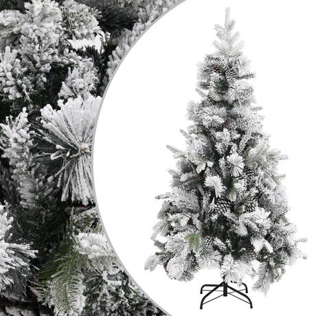 Vidaxl Weihnachtsbaum mit Kiefernkegeln und Schnee 225 cm PVC und PE