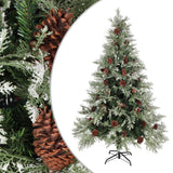 Vidaxl Weihnachtsbaum mit Kiefernkegeln 120 cm PVC und PE grün und weiß