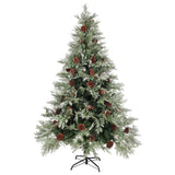Vidaxl Weihnachtsbaum mit Kiefernkegel 150 cm PVC und PE grün und weiß