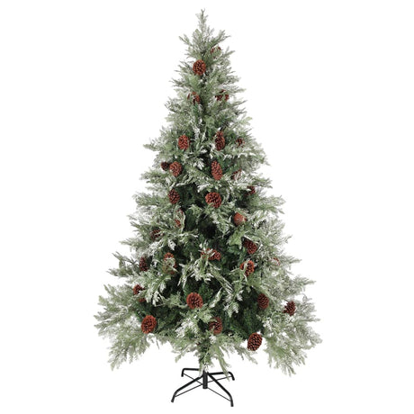 Vidaxl Weihnachtsbaum mit Kiefernkegeln 195 cm PVC und PE grün und weiß