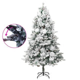 Vidaxl Chrëschtbaum mat LED a Pine Kegelen a Schnéi 225 cm pvc a Pe