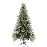 Vidaxl Christmas Tree med LED og fyrretræer 225 cm PVC og PE Green og White