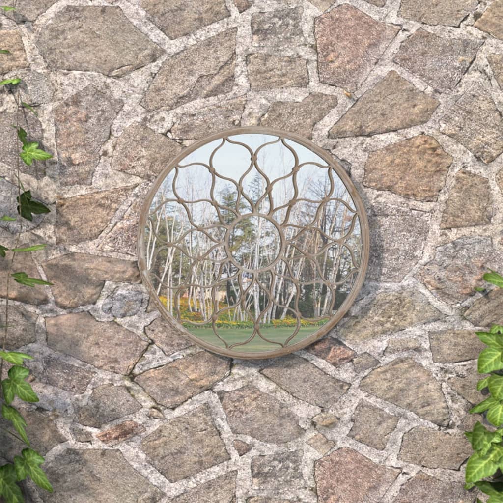 Vidaxx Gartenspiegel rund 60x3 cm Eisen sandfarben