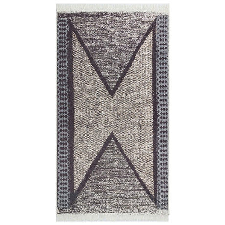 Vidaxl Teppich 120x180 cm Baumwollschwarz und Grau