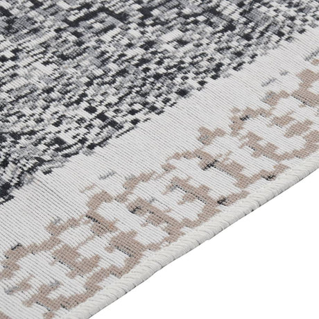 Vidaxl Teppich 120x180 cm Baumwollschwarz und Grau
