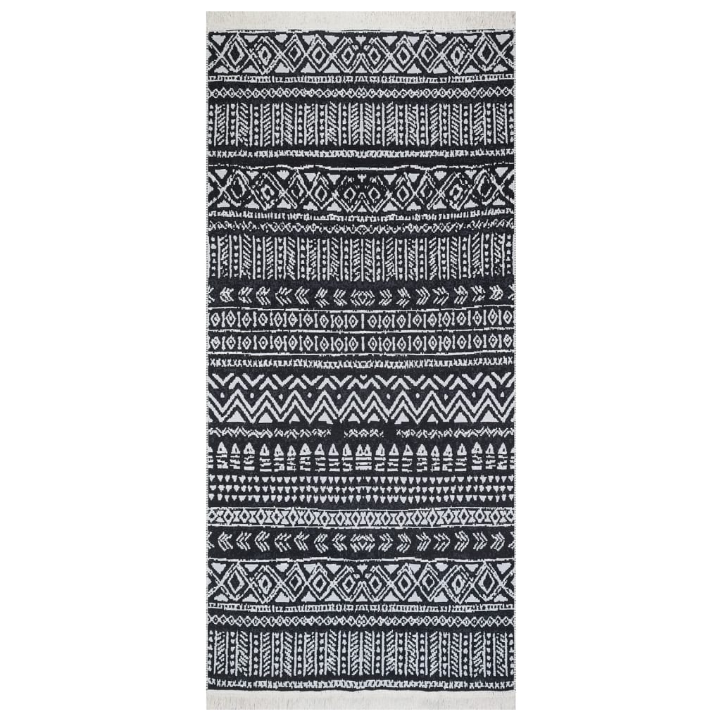 Tapis Vidaxl 100x200 cm Coton noir et blanc