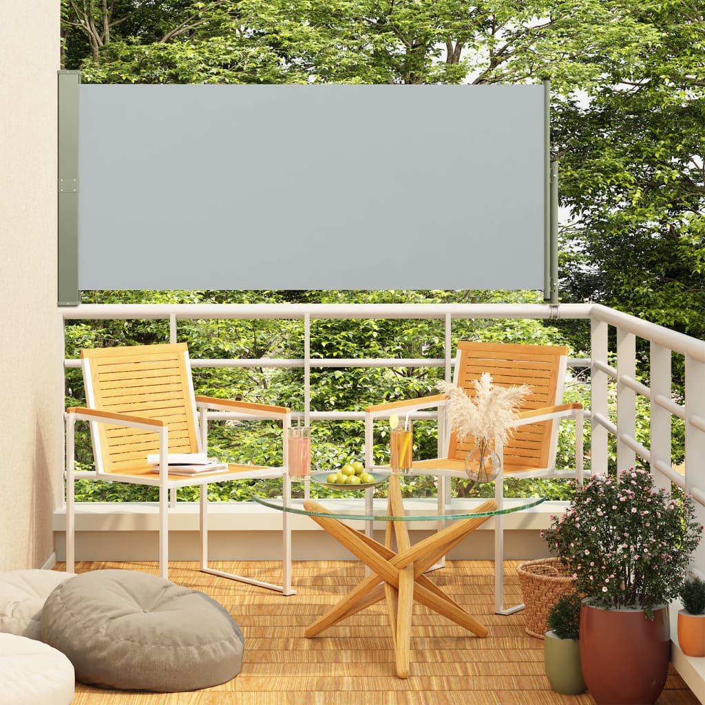 Schermo del giardino Vidaxl estendibile 140x300 cm grigio