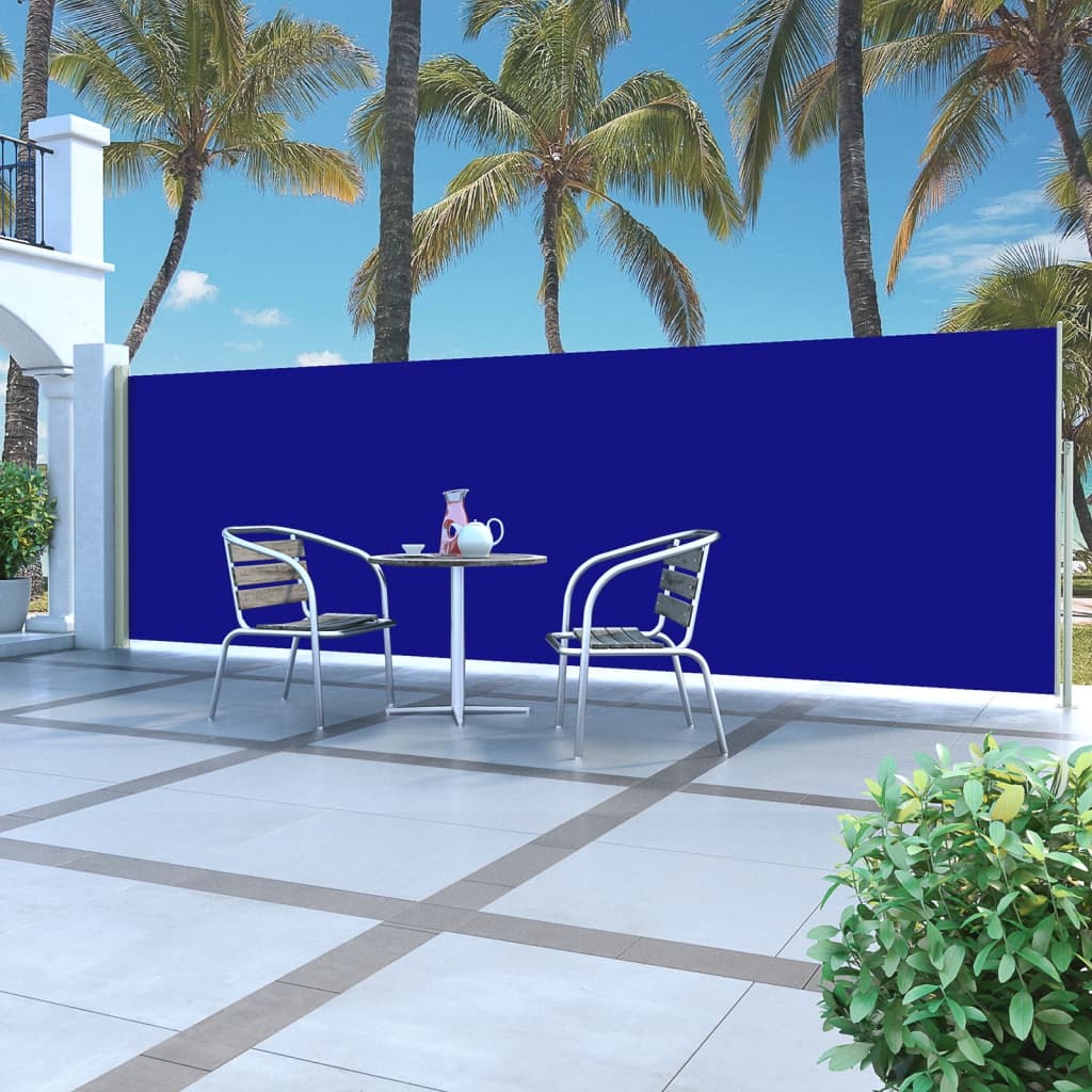 Schermata del giardino Vidaxl estendibile 160x500 cm blu