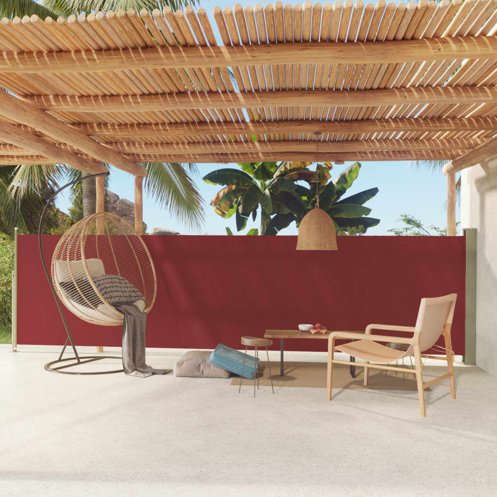 Schermo del giardino Vidaxl estensibile 140x600 cm rosso