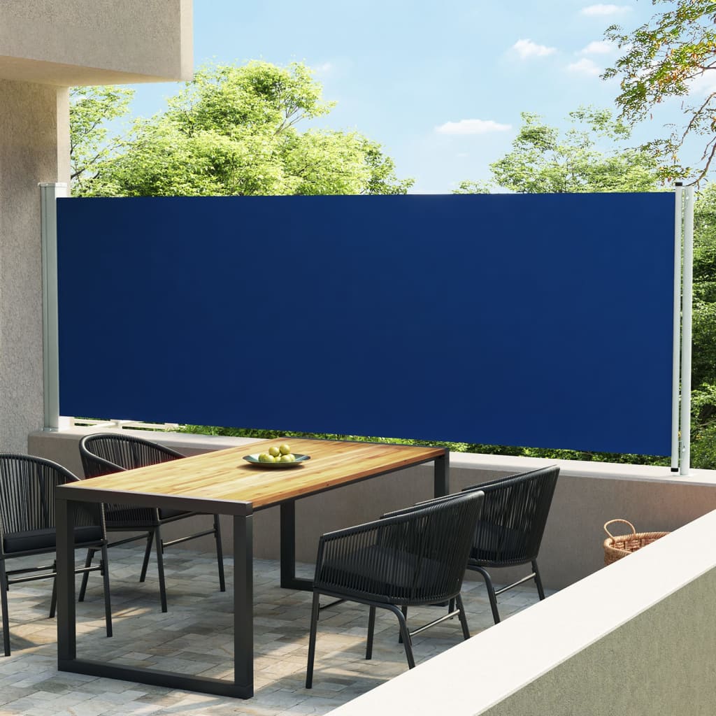 Schermata del giardino Vidaxl estendibile 160x600 cm blu