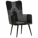 Vidaxl fauteuil echt leer zwart en grijs