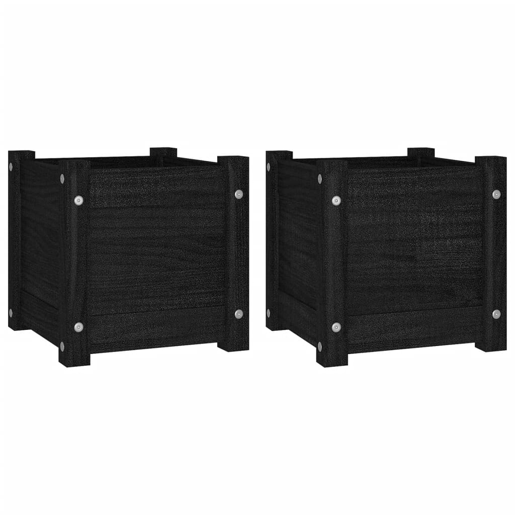 VIDAXL -Pflanzer 2 PCs 31x31x31 cm Festkiefer Kiefer schwarz