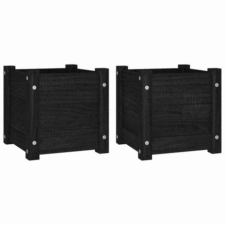 VIDAXL -Pflanzer 2 PCs 31x31x31 cm Festkiefer Kiefer schwarz