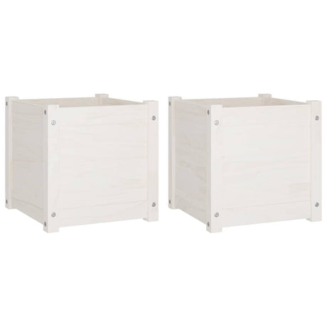 VIDAXL -Pflanzer 2 ST 40x40x40 cm Festkiefer weiß