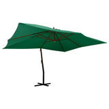 Vidaxl flytende parasol med trepol 400x300 cm grønn