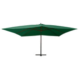 Vidaxl -schwimmendes Parasol mit Holzstange 400x300 cm Grün