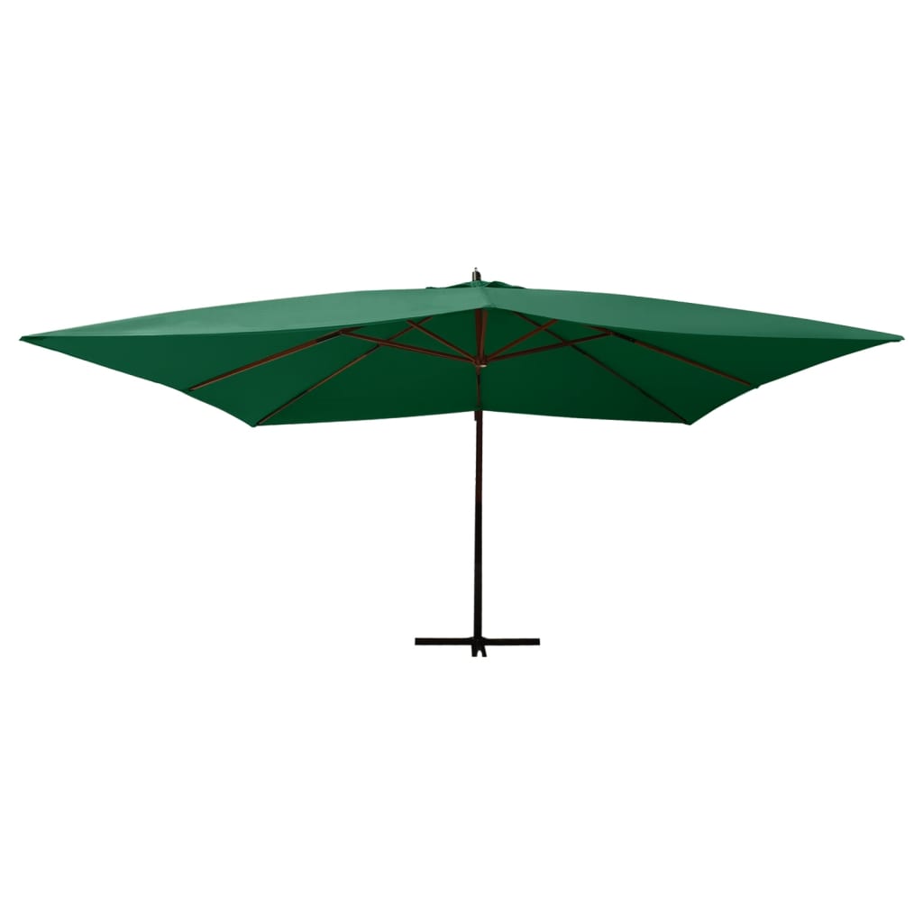 Vidaxl flytende parasol med trepol 400x300 cm grønn