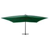 Vidaxl flytende parasol med trepol 400x300 cm grønn