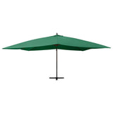 Vidaxl -schwimmendes Parasol mit Holzstange 400x300 cm Grün