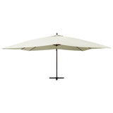 Vidaxl schwimmend Parasol mit Holzstange 400x300 cm Sandy White