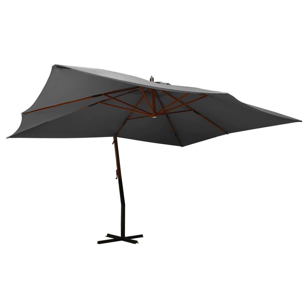 Vidaxl flytende parasol med trepol 400x300 cm antracitt -farget