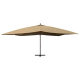 Vidaxl flytende parasol med trepol 400x300 cm taupe