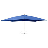 Vidaxl -schwimmendes Parasol mit Holzstange 400x300 cm Azurblau
