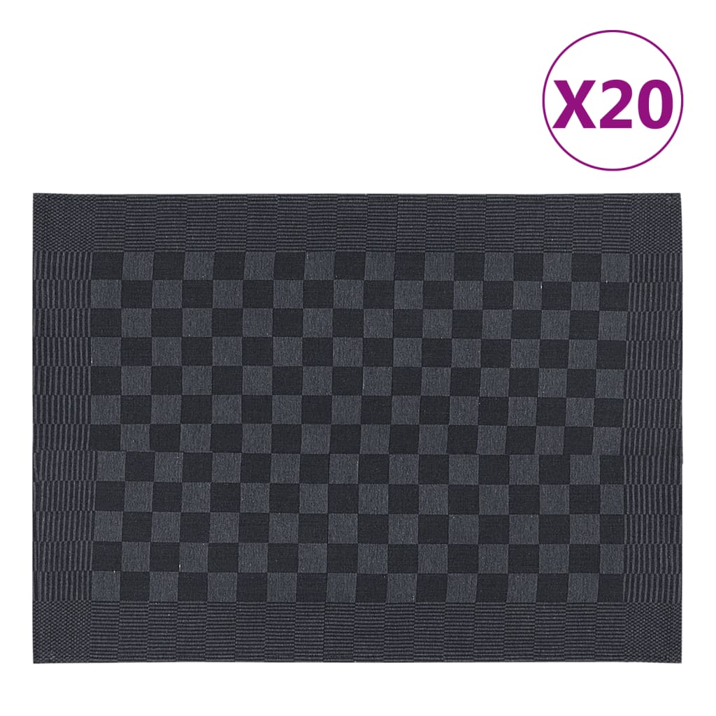 Vidaxl Küchentücher 20 ST 50 x 70 cm Baumwollschwarz und Grau