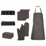 Vidaxl 15 pièces de cuisine en tissu coton noir