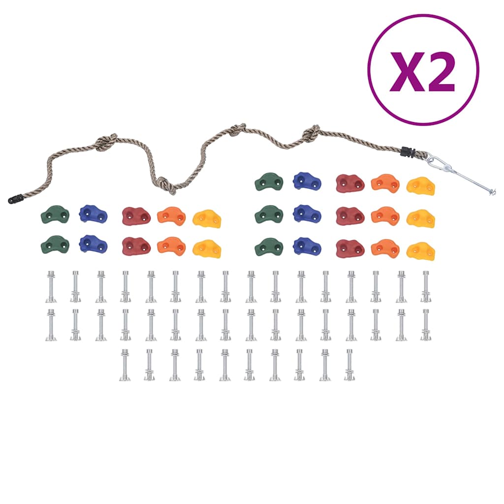 VIDAXL -Klettersteine 50 STs mit Seil mehrfach gelöscht