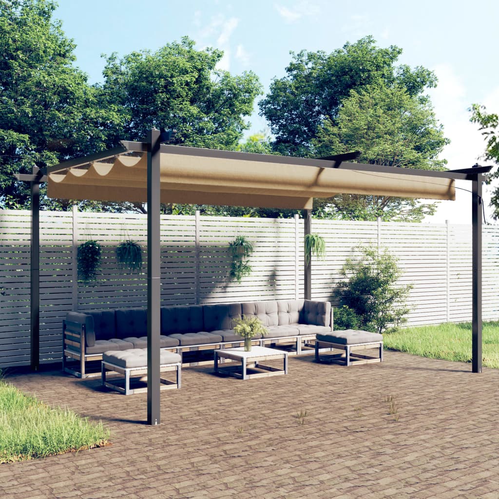 Vidaxl Garden Pracor con tetto estensibile 4x3 m taupe