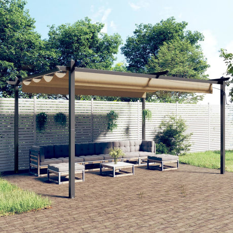 Vidaxl Garden Practor mit ausziehbarem Dach 4x3 m Taupe