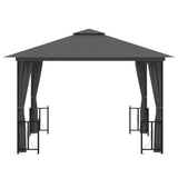 Arbor vidaxl avec parois latérales et toit double 3x3 m anthracite -colored