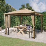 Arbor de Vidaxl con paredes laterales y techo doble 3x3 m taupe