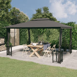 Vidaxl arbor with side walls and double roof 3x4 m anthracite -colored