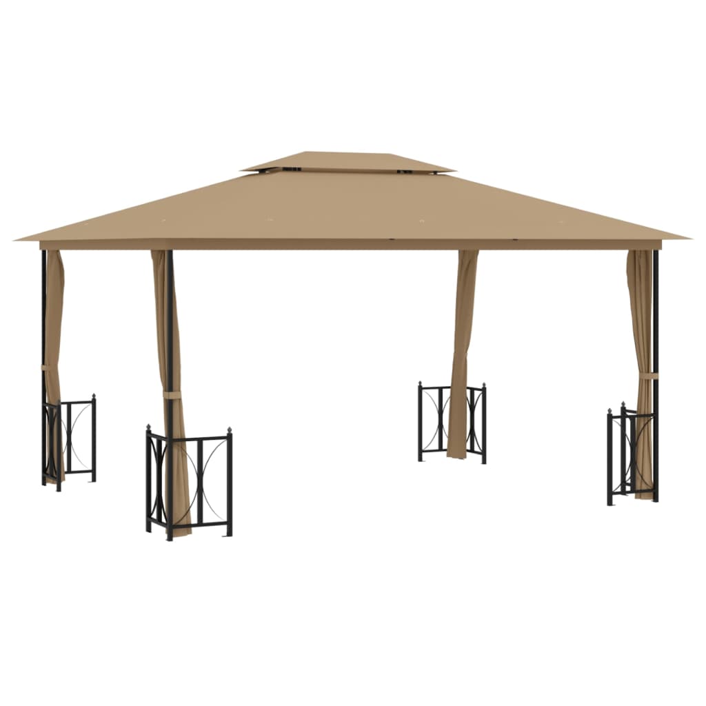 Vidaxl Arbor con pareti laterali e doppio tetto 3x4 m taupe