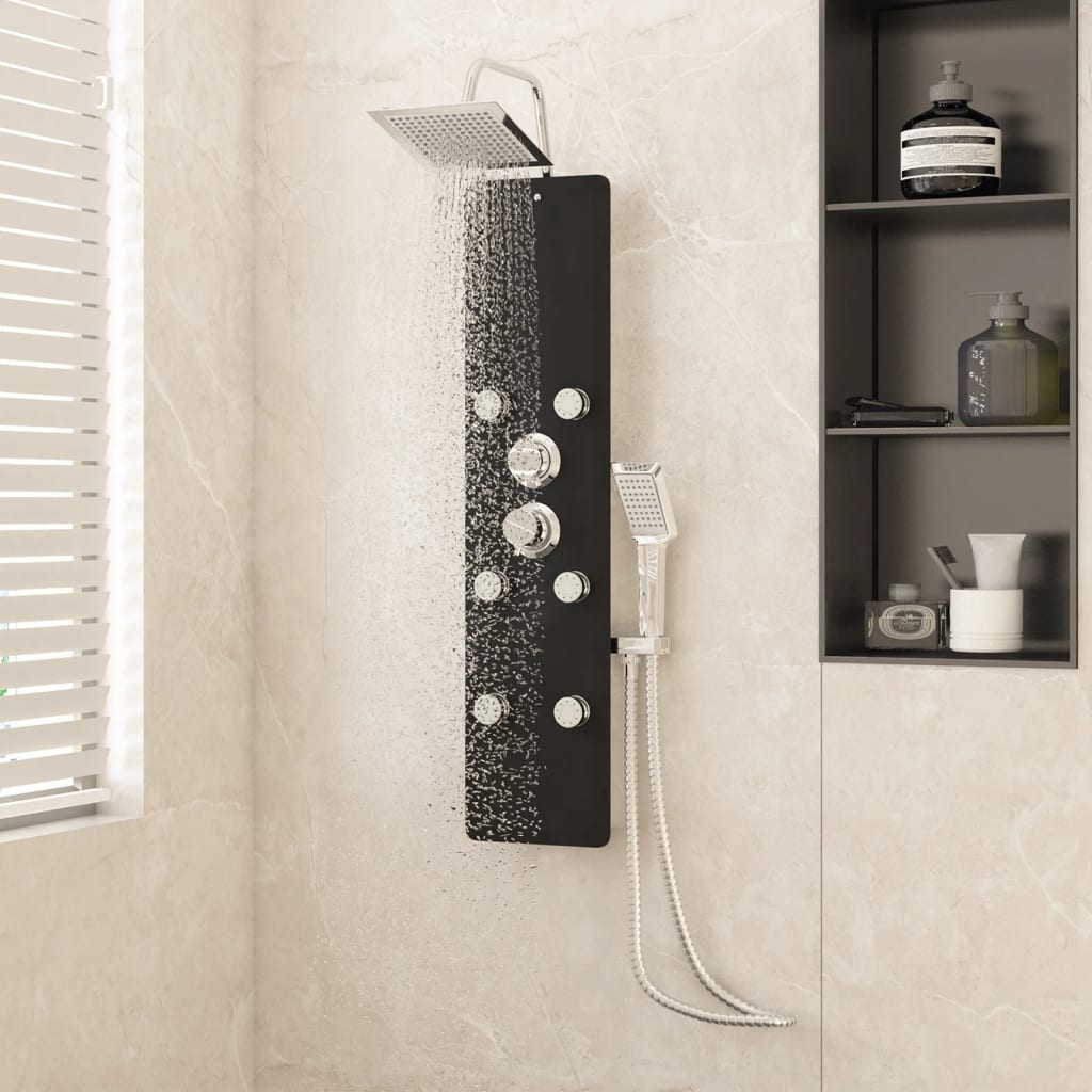 VidaXL shower panel 25x47.5x130 cm glass black