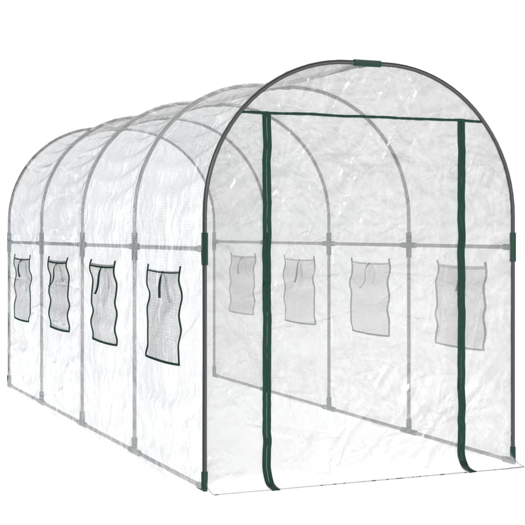 Vidaxl Tuinkas 160x400x190 cm pvc a powder-kooperéiert Staps transparent