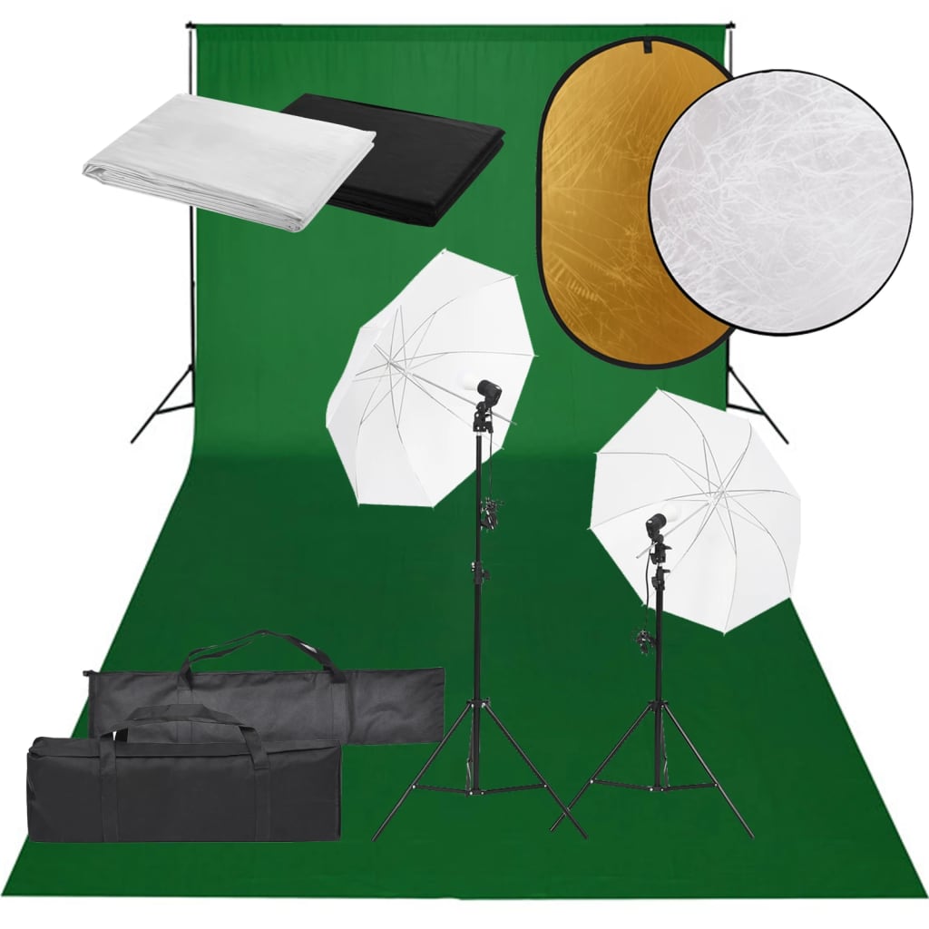 Vidaxl Photo studio set with lighting set, background and reflector