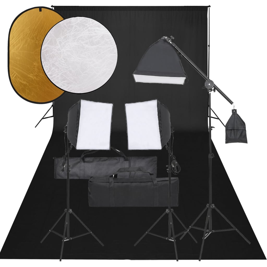 Vidaxl Photo studio set with lighting set, background and reflector