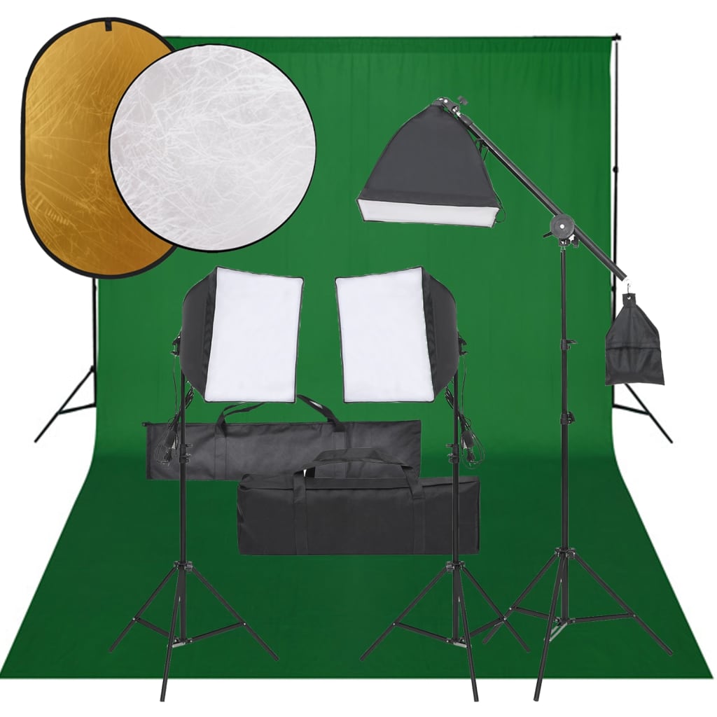 Vidaxl Photo studio set with lighting set, background and reflector